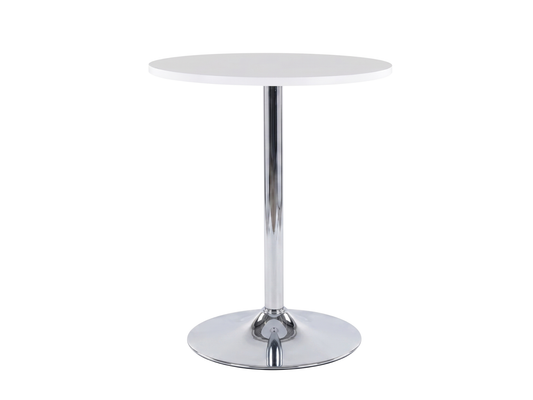 PUB COCKTAIL LOWBOY TABLE - WHITE w/ CHROME BASE