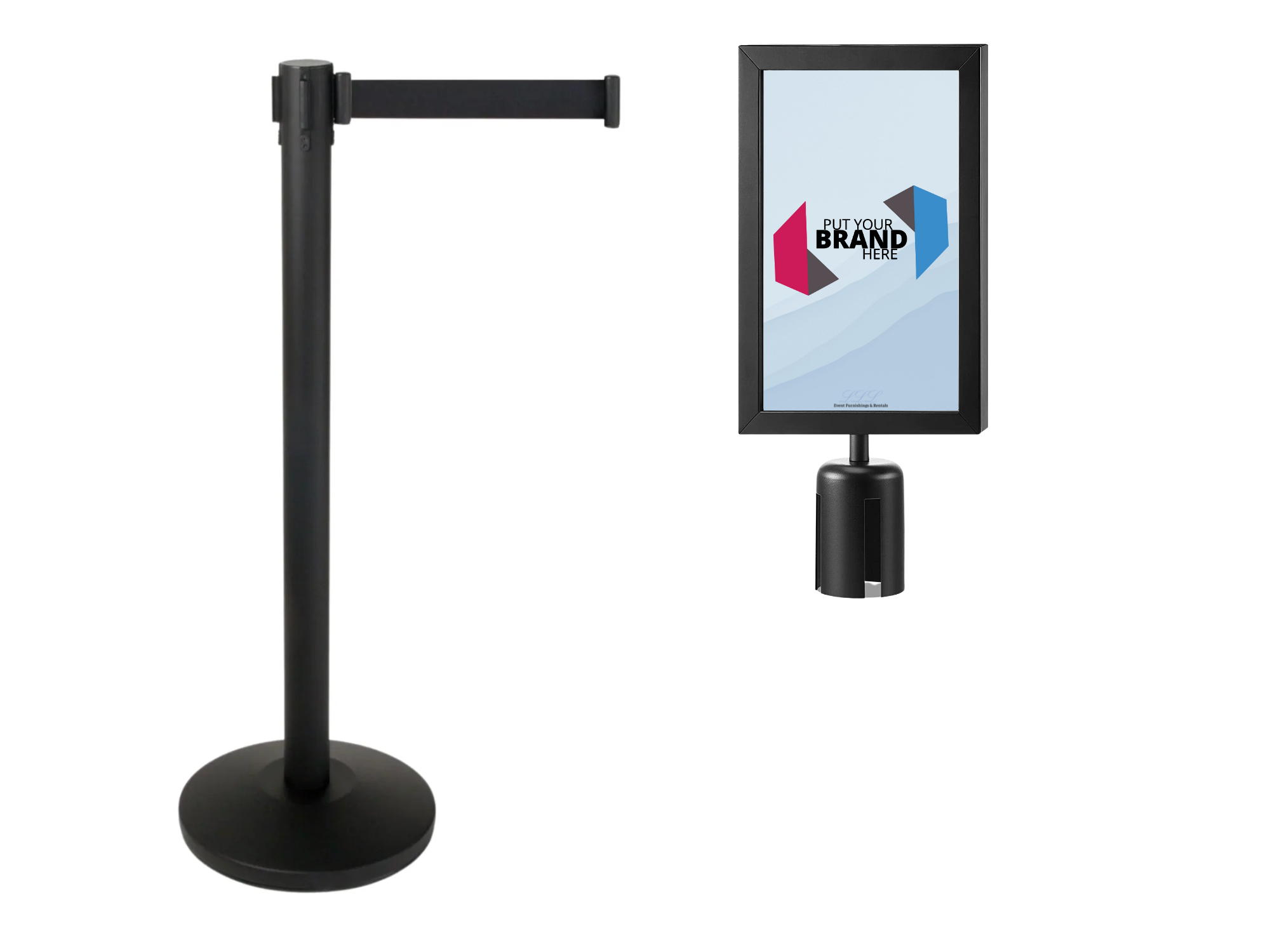 RETRACTABLE STANCHION W/ BRANDABLE DOUBLE-SIDED SIGN