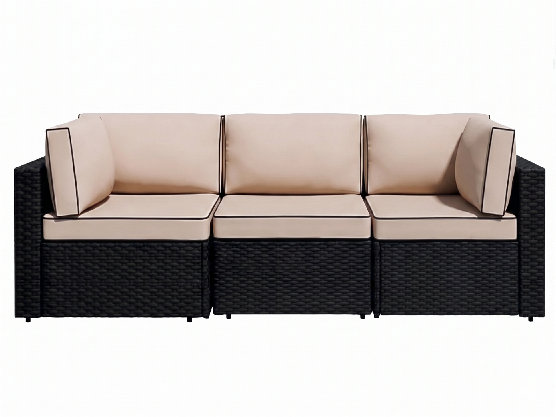 SUNSHINE 3PC SOFA - H 24.4" / W 84.6" / D 29.5" The Sunshine 3pc Sectional features 2 Sunshine corner sections and 1 Sunshine armless sections. This contemporary style furniture will add flare to any outdoor event; perfect for any time of the year. Consid