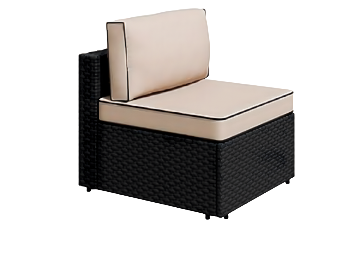 SUNSHINE ARMLESS SOFA SECTION - H 24.4" / W 25.6" / D 29.5" The Sunshine Armless Sofa Section contemporary styled furniture part of the Sunshine Sectionals will add flare to any outdoor event; perfect for any time of the year.