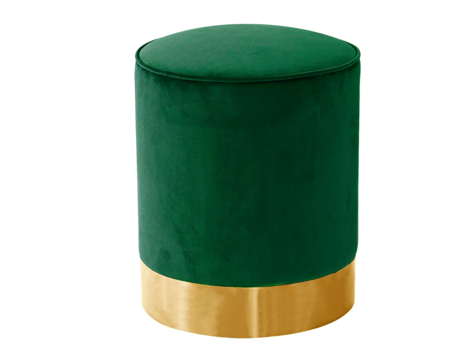 WHISPER PETITE ROUND OTTOMAN - EMERALD w/ GOLD BASE