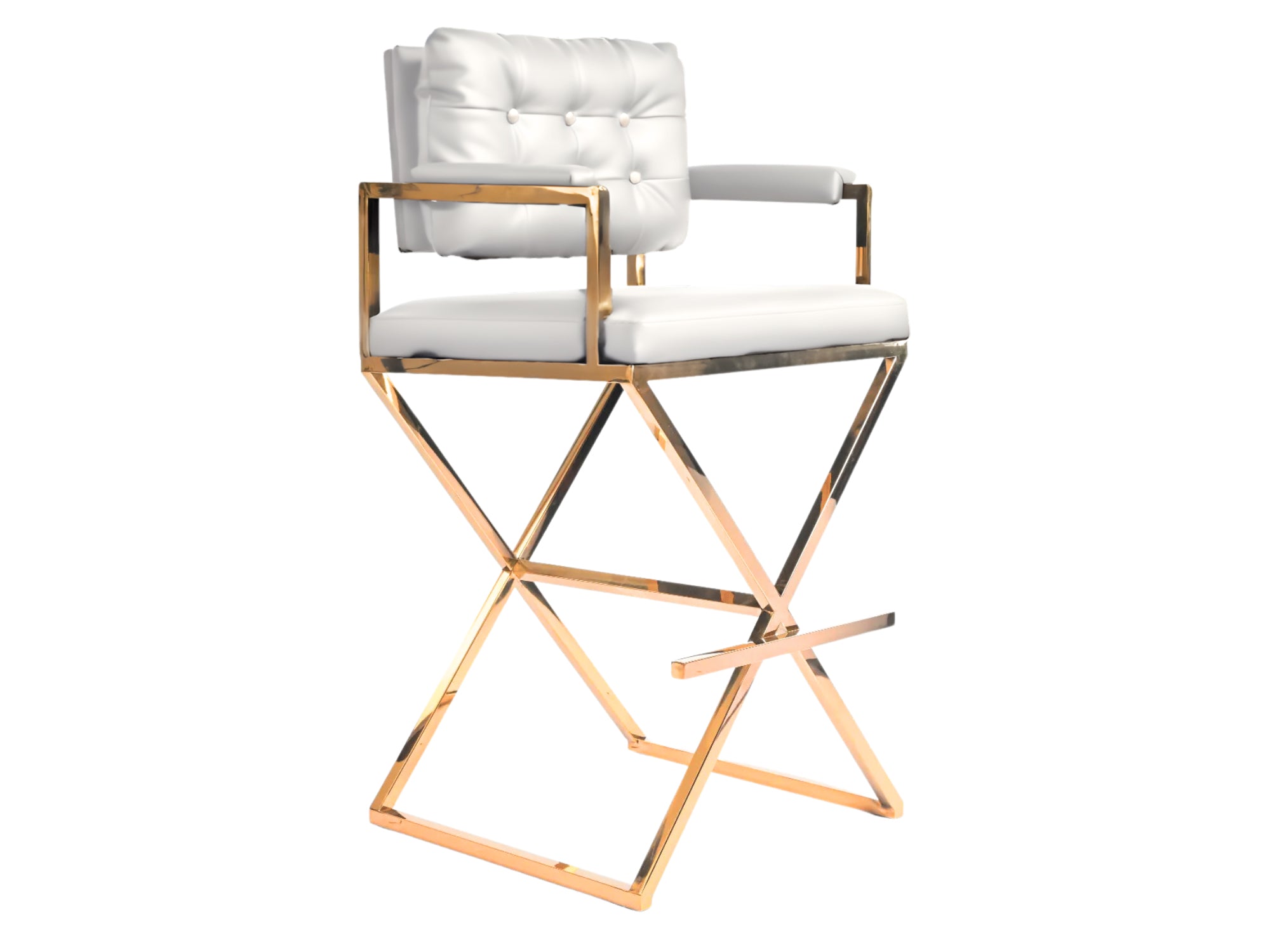 BARCELONA DIRECTOR'S CHAIR - WHITE W/ GOLD BASE