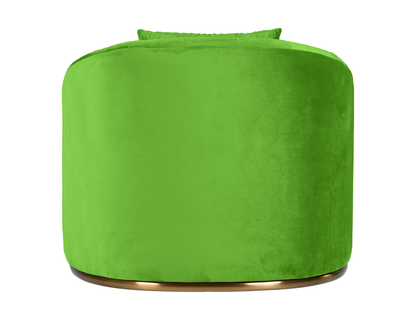 WORLD ARMCHAIR - PARROT GREEN - H 29" / W 38" / D 39" *Accepting Orders Now, Available April 2026 The World Armchair in Parrot Green features plush velvet material, a channel tufted backrest, and a gold base. Perfect for any event. Explore the WORLD COLLE
