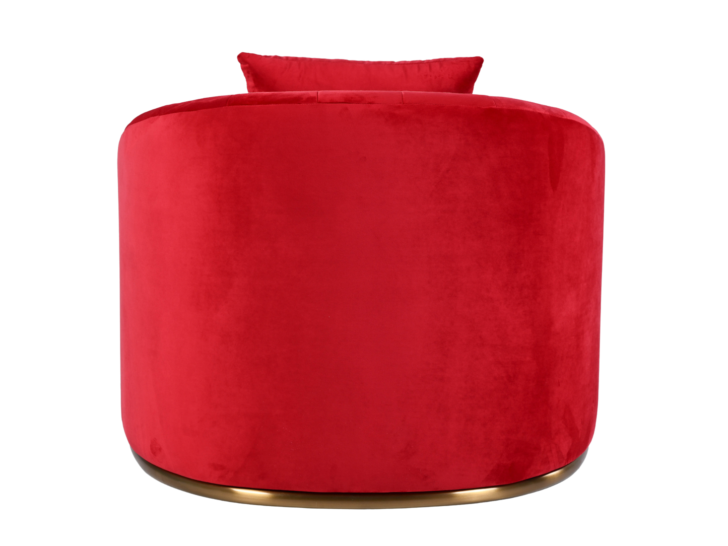 WORLD ARMCHAIR - RED - H 29" / W 38" / D 39" *Accepting Orders Now, Available April 2026 The World Armchair in Red features plush velvet material, a channel tufted backrest, and a gold base. Perfect for any event. Explore the WORLD COLLECTION inspired by