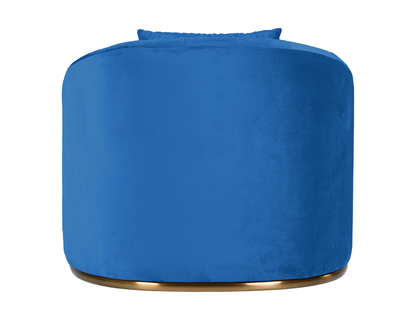 WORLD ARMCHAIR - ROYAL BLUE - H 29" / W 38" / D 39" *Accepting Orders Now, Available April 2026 The World Armchair in Royal Blue features plush velvet material, a channel tufted backrest, and a gold base. Perfect for any event. Explore the WORLD COLLECTIO