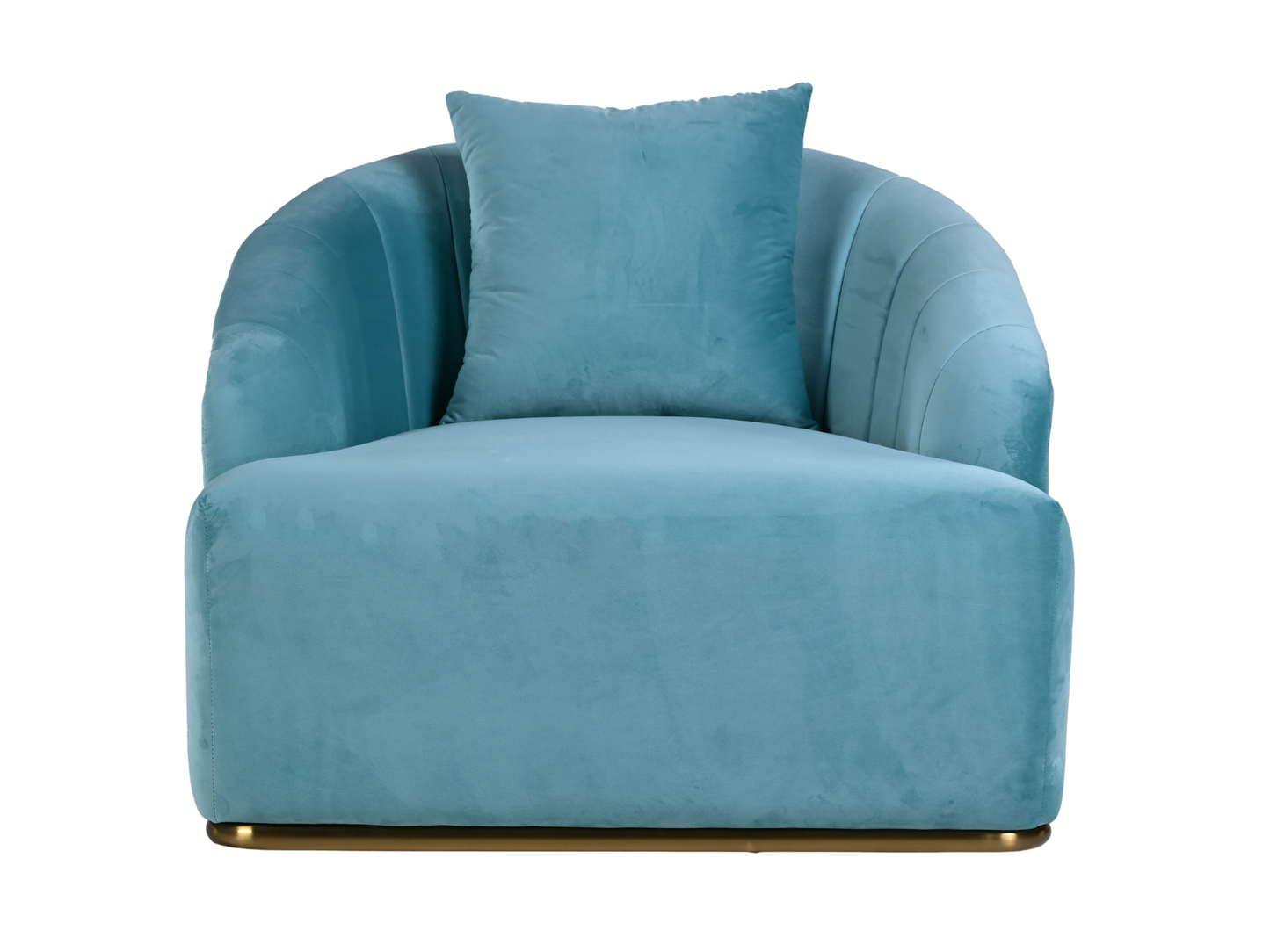 WORLD ARMCHAIR - TIFFANY - H 29" / W 38" / D 39" *Accepting Orders Now, Available April 2026 The World Armchair in Tiffany features plush velvet material, a channel tufted backrest, and a gold base. Perfect for any event. Explore the WORLD COLLECTION insp