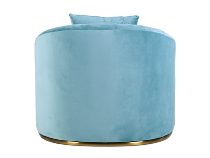 WORLD ARMCHAIR - TIFFANY - H 29" / W 38" / D 39" *Accepting Orders Now, Available April 2026 The World Armchair in Tiffany features plush velvet material, a channel tufted backrest, and a gold base. Perfect for any event. Explore the WORLD COLLECTION insp