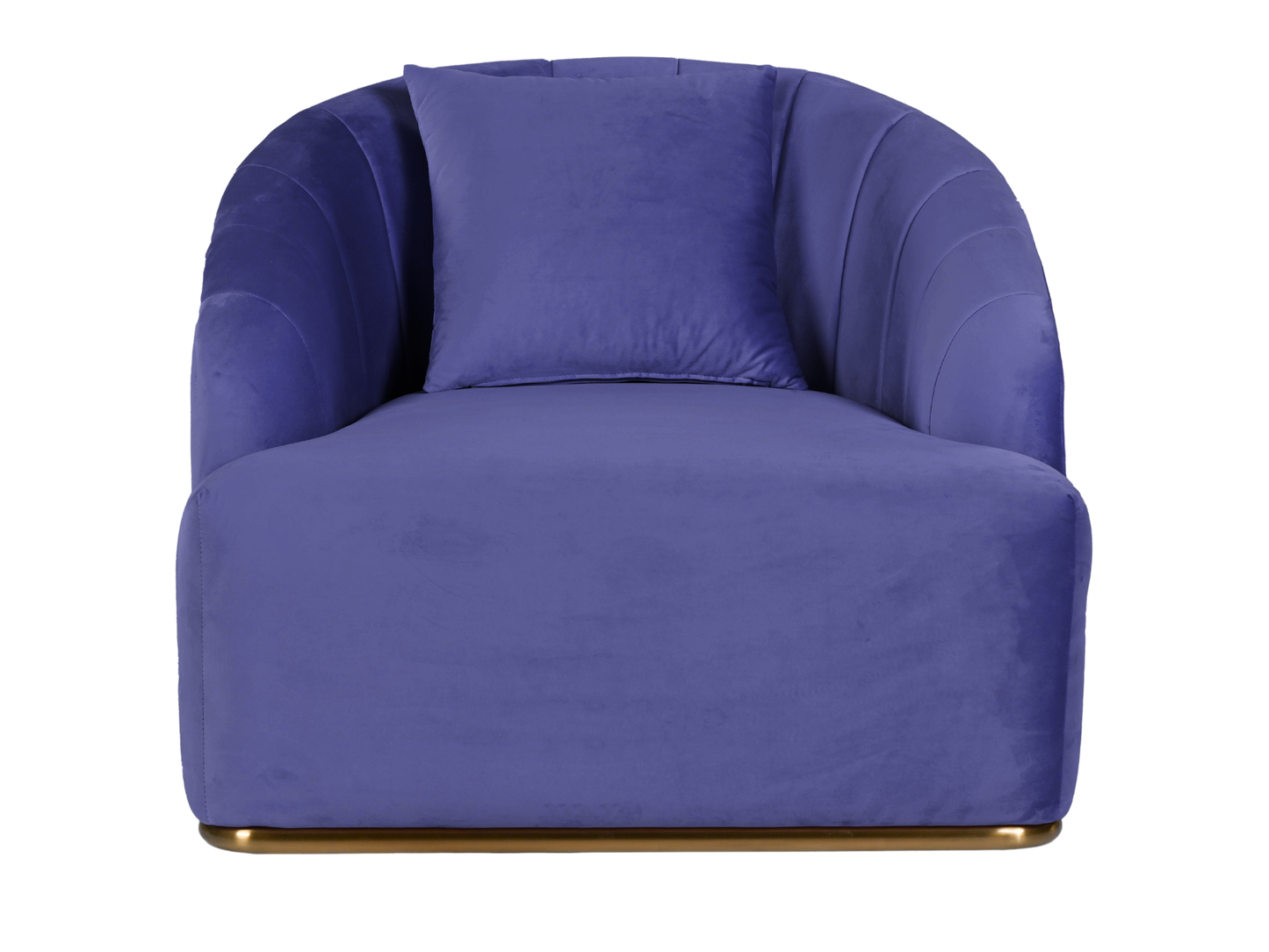WORLD ARMCHAIR - VIOLET - H 29" / W 38" / D 39" *Accepting Orders Now, Available April 2026 The World Armchair in Violet features plush velvet material, a channel tufted backrest, and a gold base. Perfect for any event. Explore the WORLD COLLECTION inspir