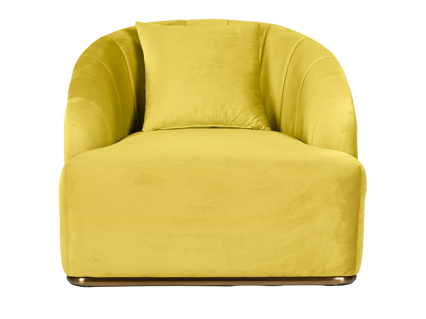 WORLD ARMCHAIR - YELLOW - H 29" / W 38" / D 39" *Accepting Orders Now, Available April 2026 The World Armchair in Yellow features plush velvet material, a channel tufted backrest, and a gold base. Perfect for any event. Explore the WORLD COLLECTION inspir