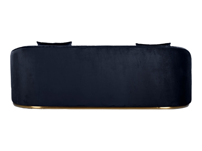 WORLD SOFA - BLACK - H 29" / W 92" / D 38" *Accepting Orders Now, Available April 2026 The World Sofa in Black features plush velvet material, a channel tufted backrest, and a gold base. Perfect for any event. Explore the WORLD COLLECTION inspired by FIFA