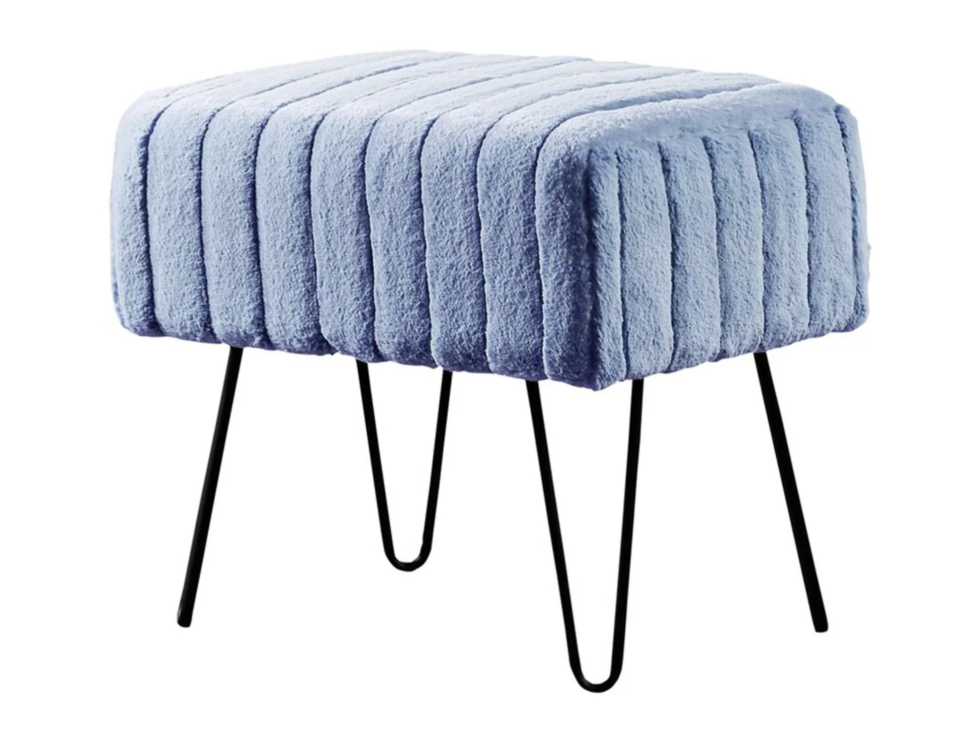 ZOE CHANNEL TUFTED VELVET OTTOMAN - BABY BLUE