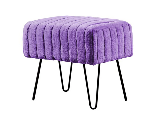 ZOE CHANNEL TUFTED VELVET OTTOMAN - LAVENDER