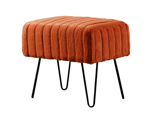 ZOE CHANNEL TUFTED VELVET OTTOMAN - ORANGE