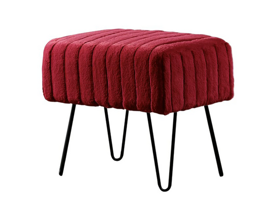ZOE CHANNEL TUFTED VELVET OTTOMAN - RED