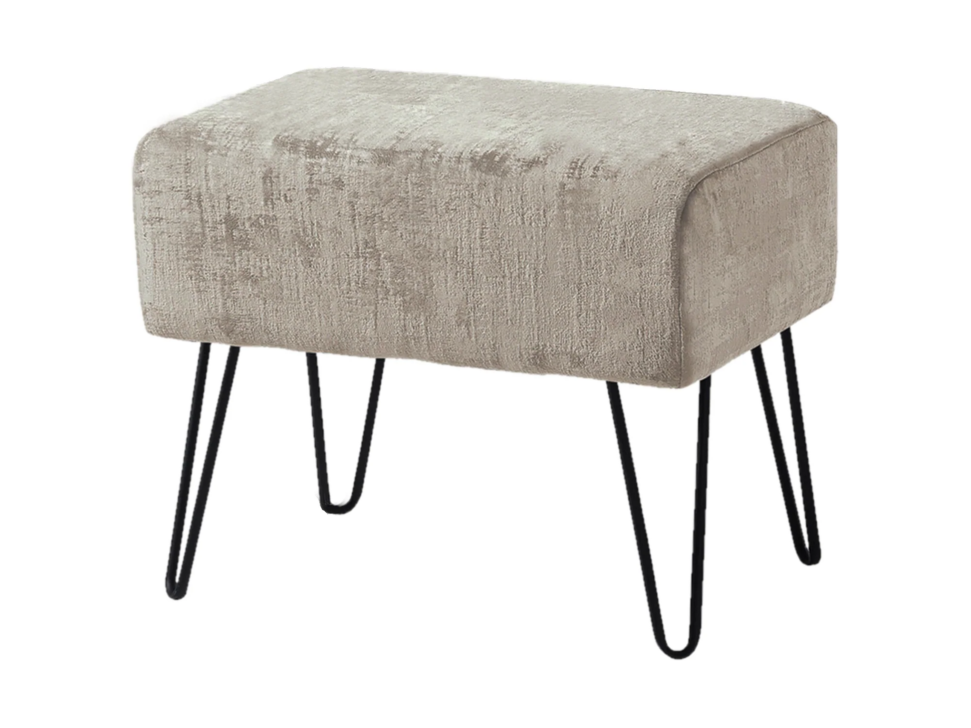 ZOE VELVET OTTOMAN - LIGHT GREY
