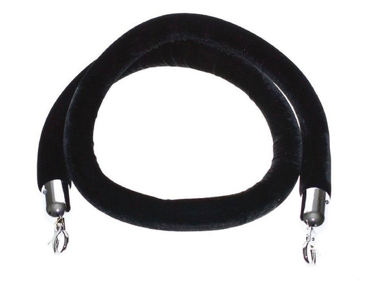 VELVET ROPE w/ CHROME CLASP - BLACK | 6FT