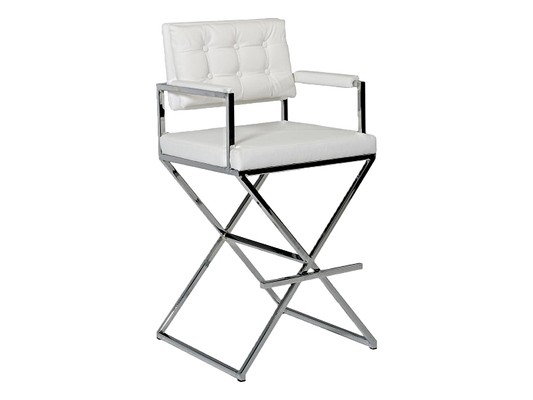 BARCELONA DIRECTOR'S CHAIR - WHITE W/ SILVER BASE