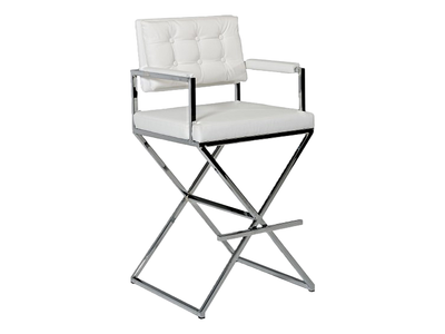 BARCELONA DIRECTOR'S CHAIR - WHITE W/ SILVER BASE