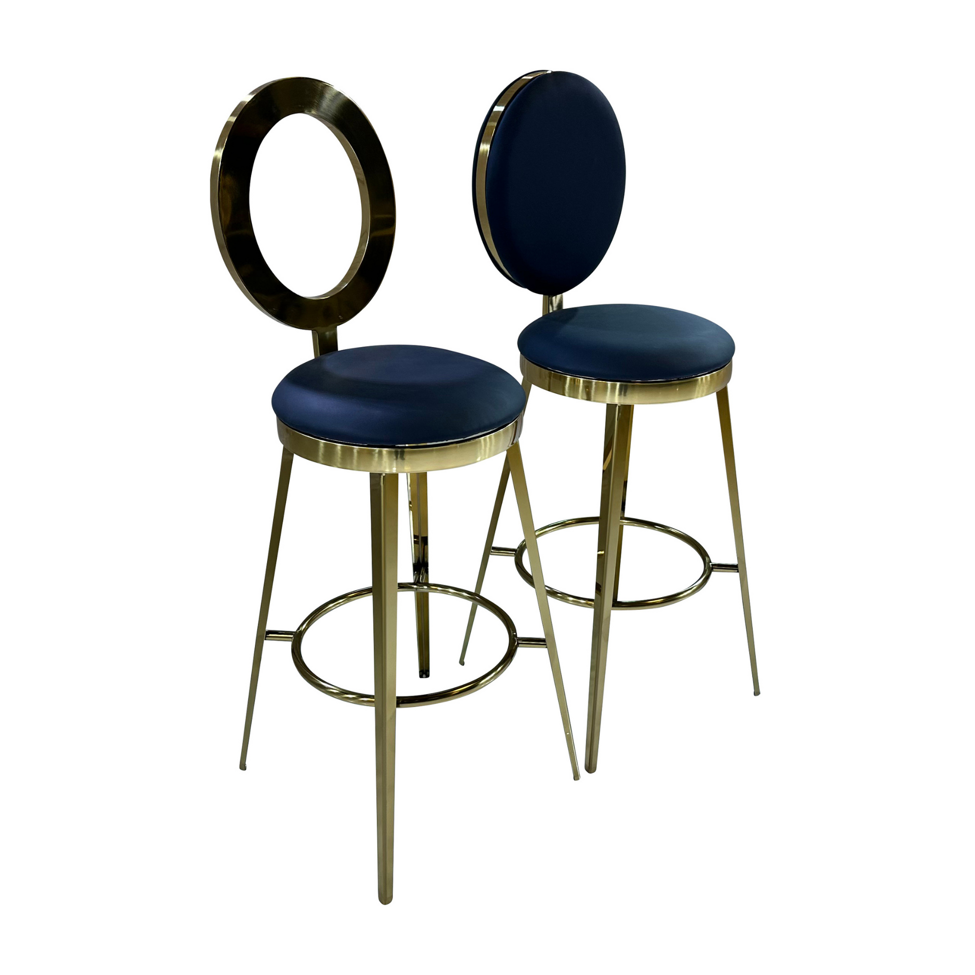 BELLAGIO BARSTOOL - GOLD W/ BLACK LEATHER CUSHION