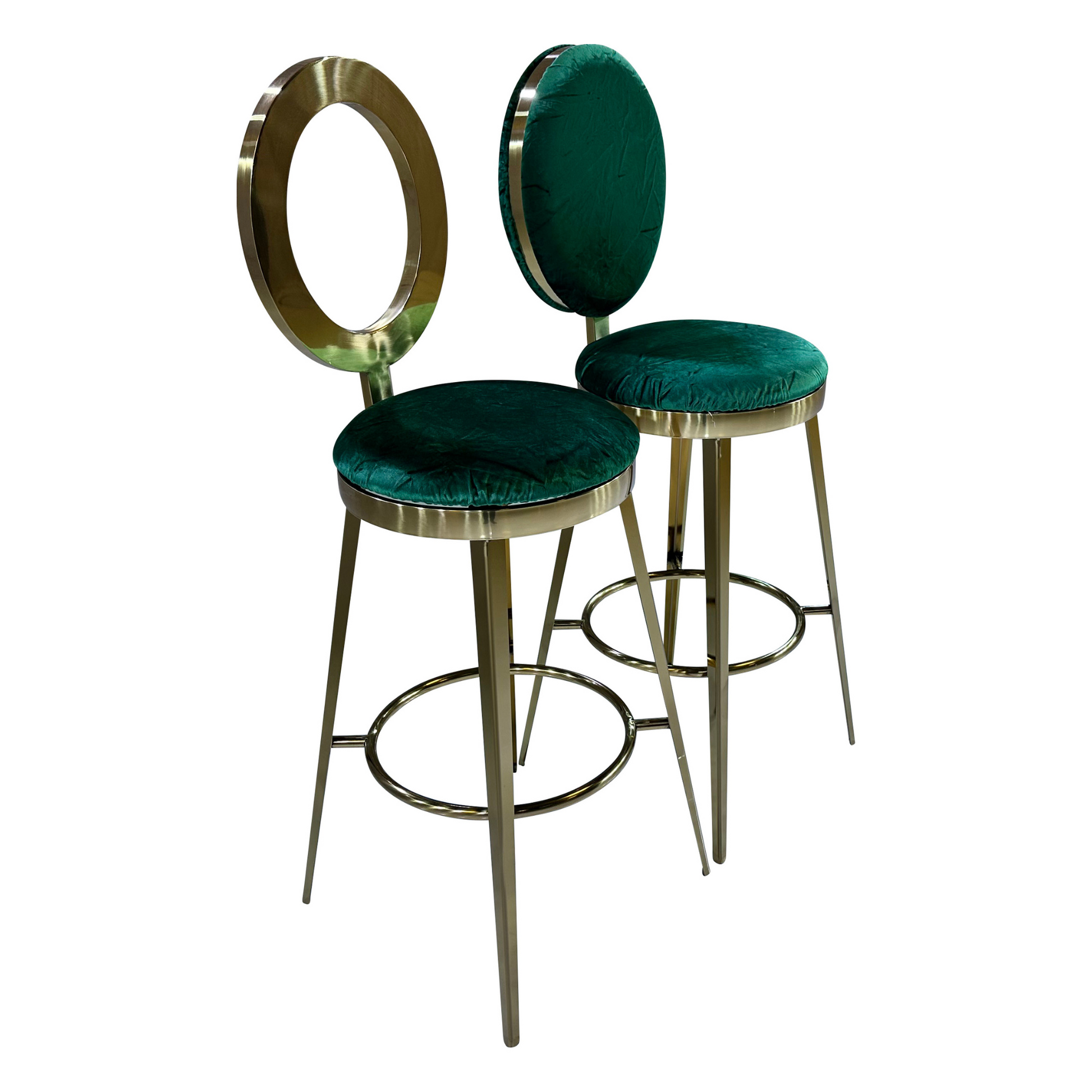 BELLAGIO BARSTOOL - GOLD W/ EMERALD VELVET CUSHION
