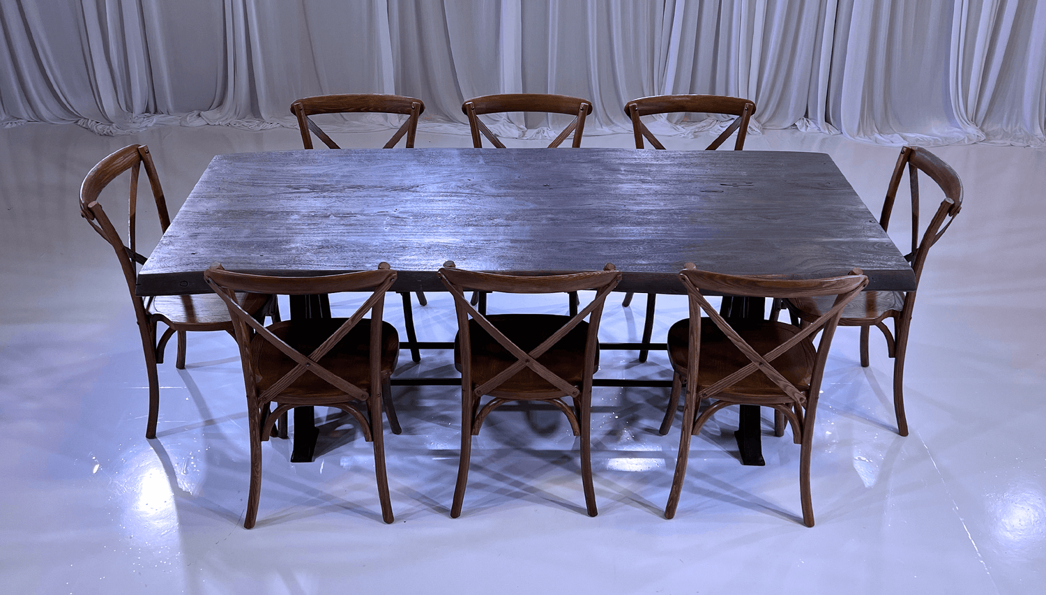 BROOKLYN FARM TABLE GROUPING 1 - Featured Items in this grouping include: Brooklyn Farm Table Wood Cross Back Chair - Pecan