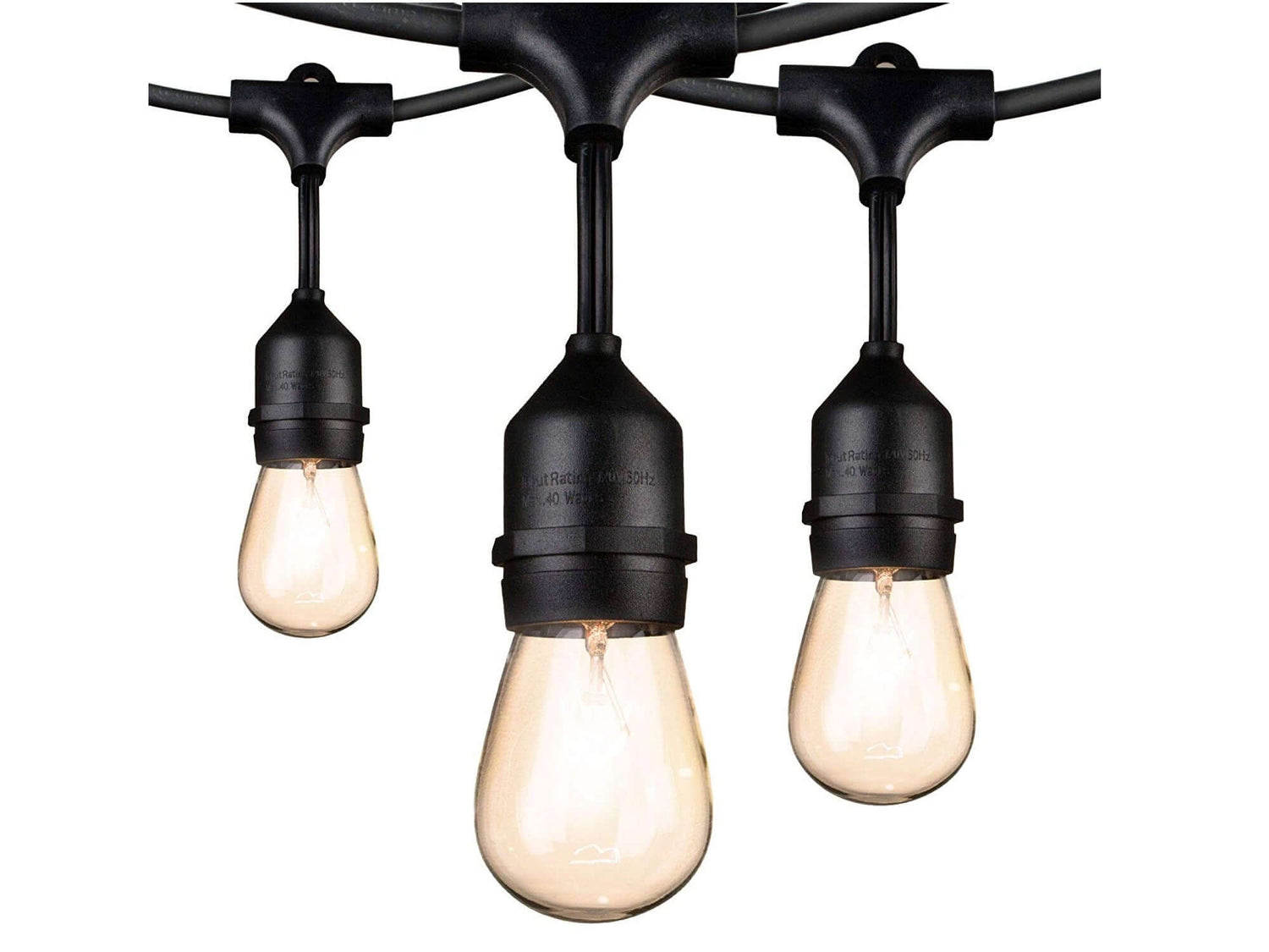 CAFE STRING LIGHTS - *PRICED BY LINEAR FT* Market lighting, also known as bistro lighting, is small bulbs of light connected by a cord, hung from the ceiling or across an area in the sky to act as a ceiling. Market lighting is the perfect solution to illu