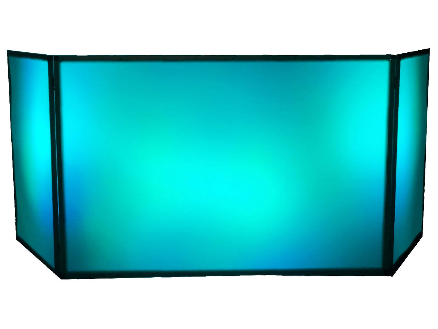 6FT-WIDE ACRYLIC TRI-FOLD DJ FAÇADE - H 48" / W 72" / D(side panel) 36" Brandable Area: Center Panel: W 70" x H 46" | Side Panels: W 36" x H 46" | 0.5" for bleed LLL's 6ft Wide Acrylic Tri-fold DJ Façade is an adjustable fold frame with frosted acrylic pa