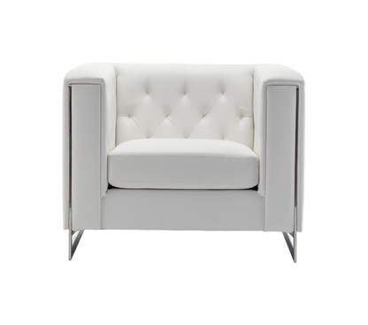 METRO CHROME ARMCHAIR - WHITE