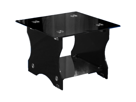 FROSTED GLASS ACCENT TABLE - BLACK