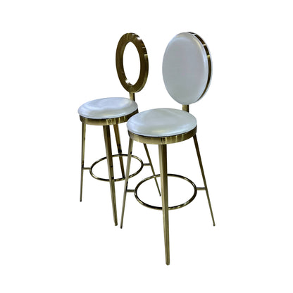 BELLAGIO BARSTOOL - GOLD W/ IVORY LEATHER CUSHION
