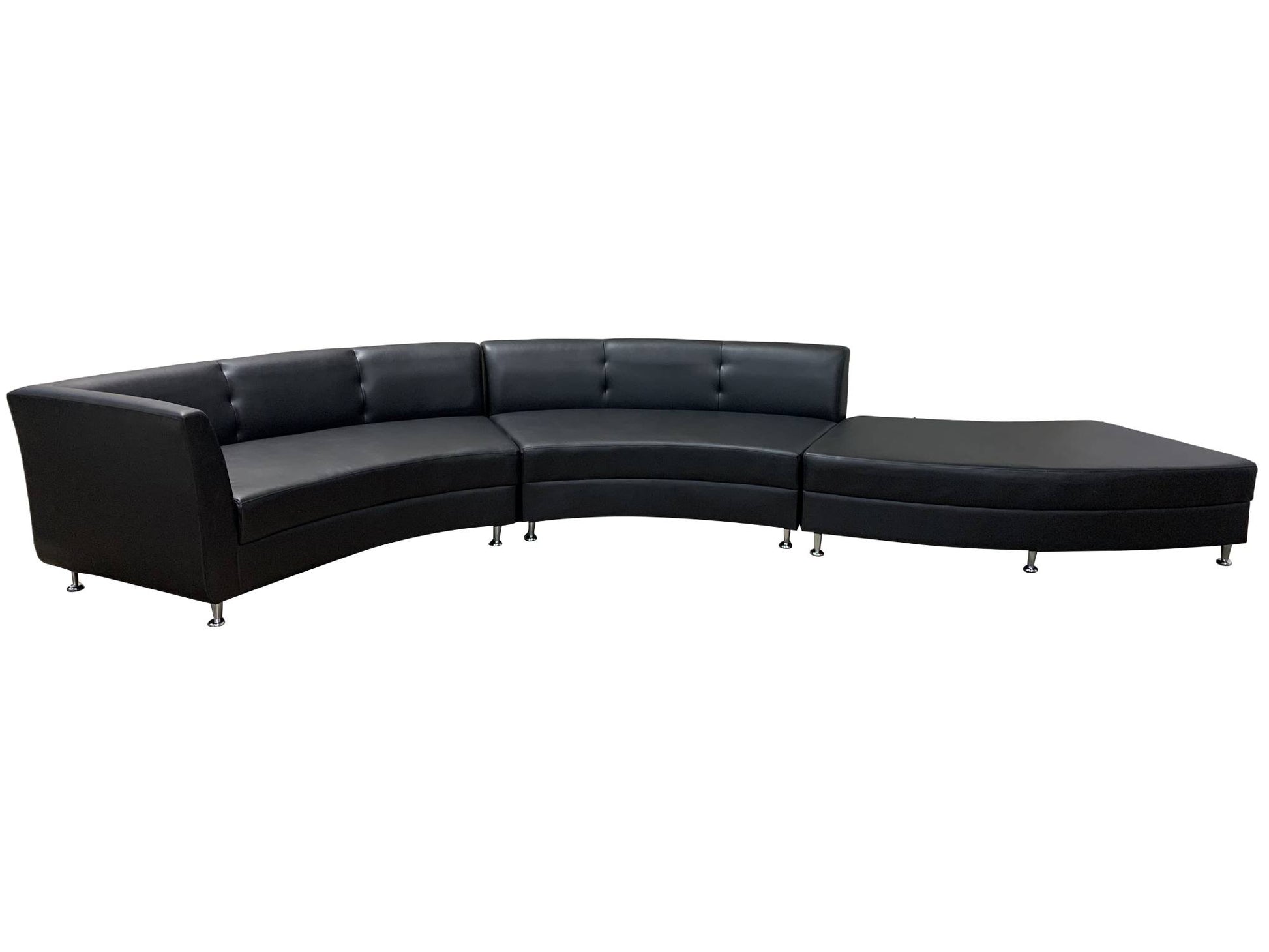 LUXURY 3PC SERPENTINE SOFA - BLACK