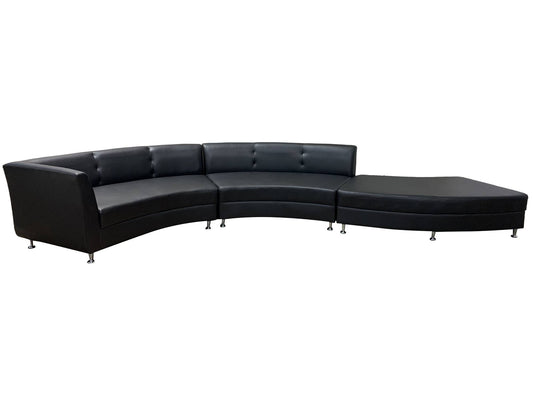 LUXURY 3PC SERPENTINE SOFA - BLACK