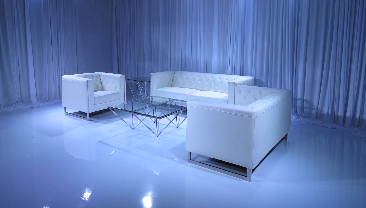 METRO CHROME SOFA GROUPING 2 - WHITE
