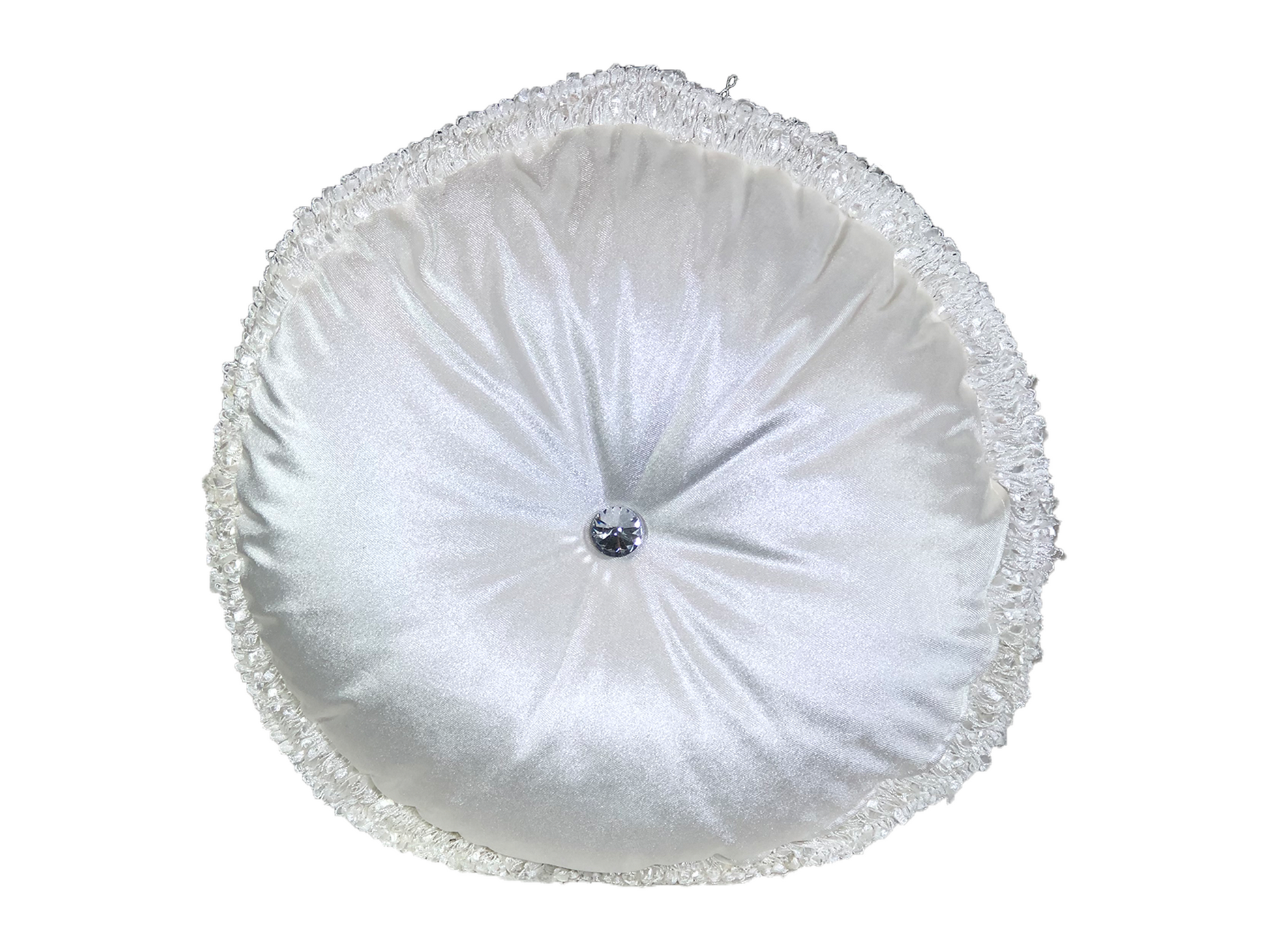MICROSUEDE PILLOW - WHITE ROUND RHINESTONE