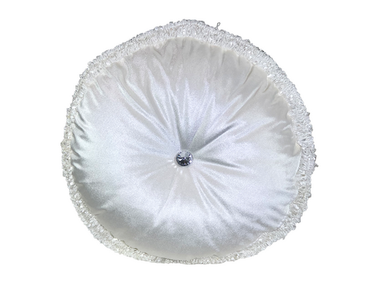 MICROSUEDE PILLOW - WHITE ROUND RHINESTONE