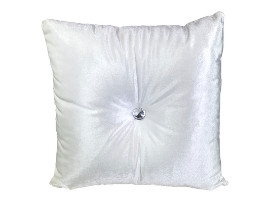 MICROSUEDE PILLOW - WHITE SQUARE RHINESTONE