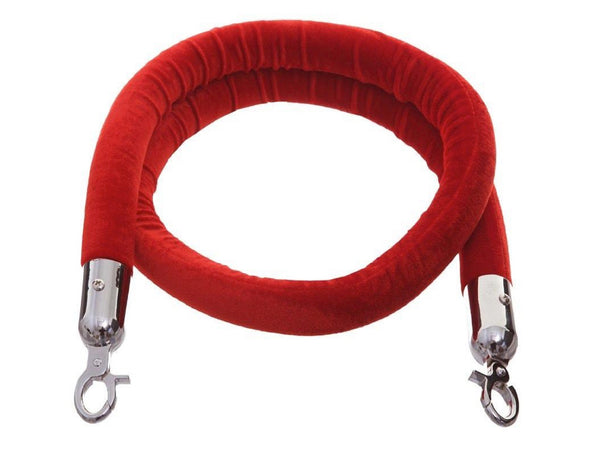 VELVET ROPE w/ CHROME CLASP - RED | 8FT - LLL Event Rentals