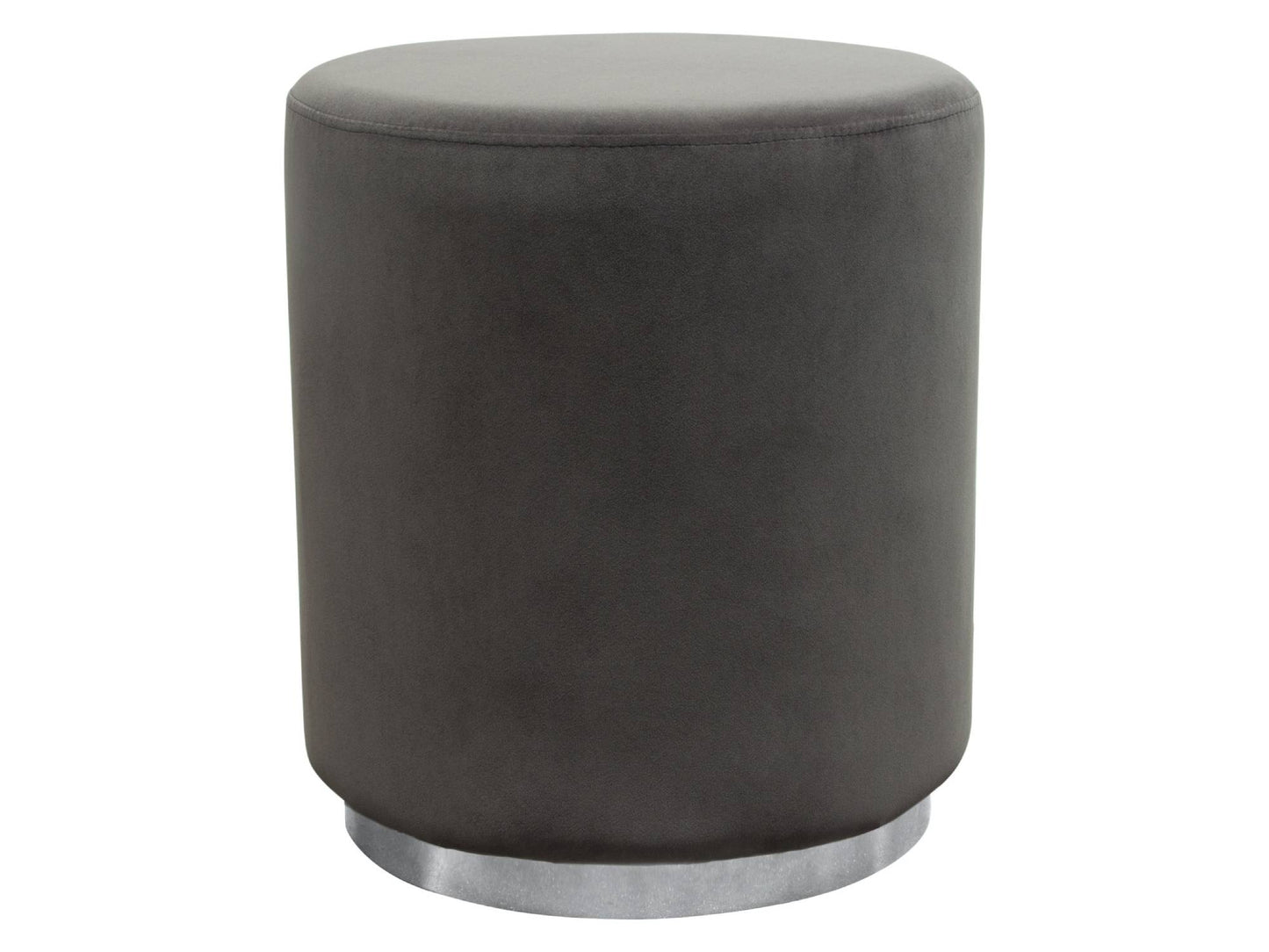 WHISPER PETITE ROUND OTTOMAN - GREY w/ SILVER BASE