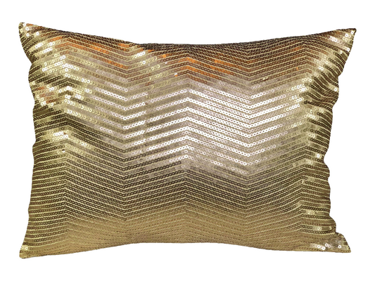 SEQUIN PILLOW - GOLD CHEVRON