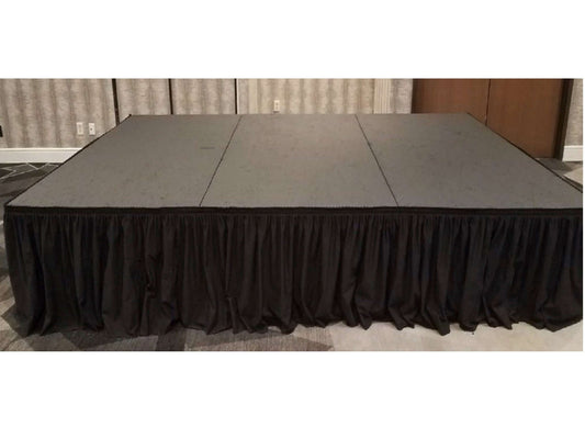 STAGE PIECE - 4' x 4' - H 12"-24" / W 4' / D 4' LLL's 4' x 4' wooden stage is ideal for live performances or creating a feature platform. Our stage has a sturdy wooden frame and is often used for bands and DJs but can be used as creatively as you wish. Th