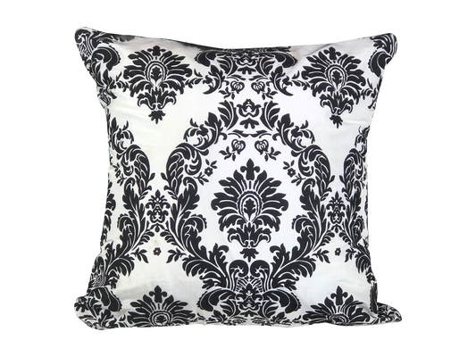 TEXTURED EMBOSSED PILLOW - BLACK ON WHITE